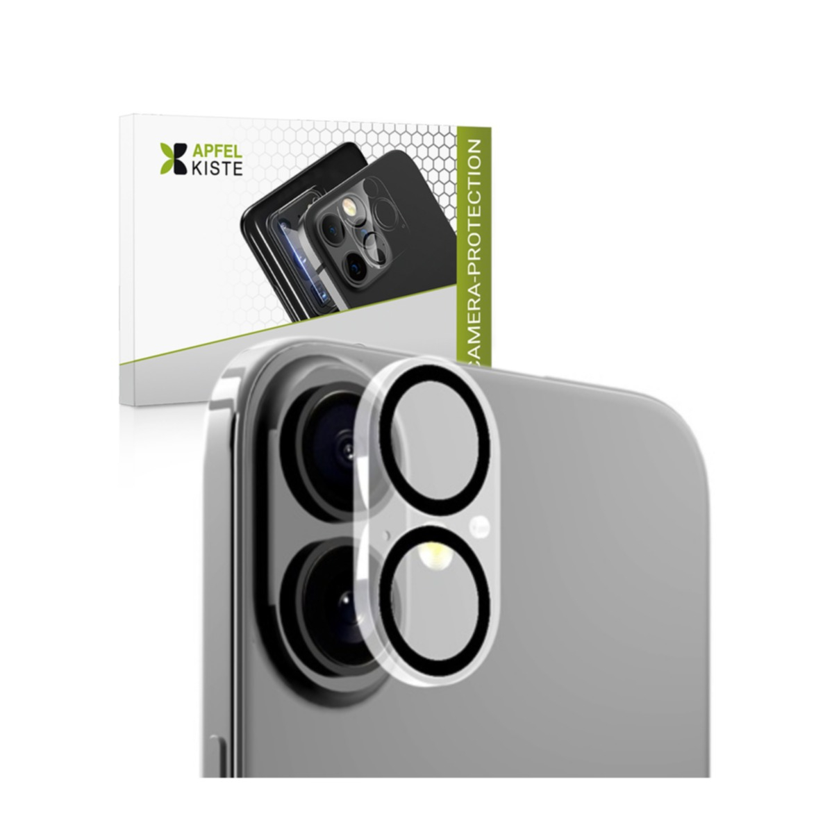 (2er Set) iPhone 16 / iPhone 16 Plus Kamera Objektiv Protector Panzer Glas Case Friendly - Transparent
