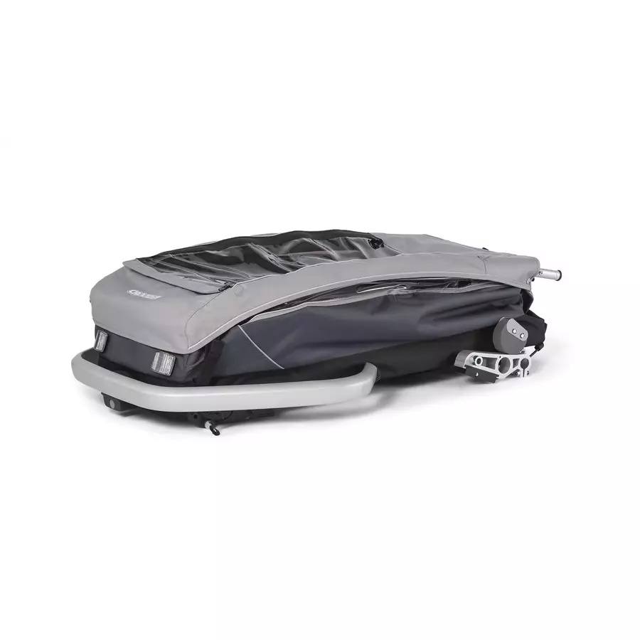 CROOZER Kinderfahrradanhänger Kid Keeke 1 Stone Grey inklusive Fußraumschutzwanne