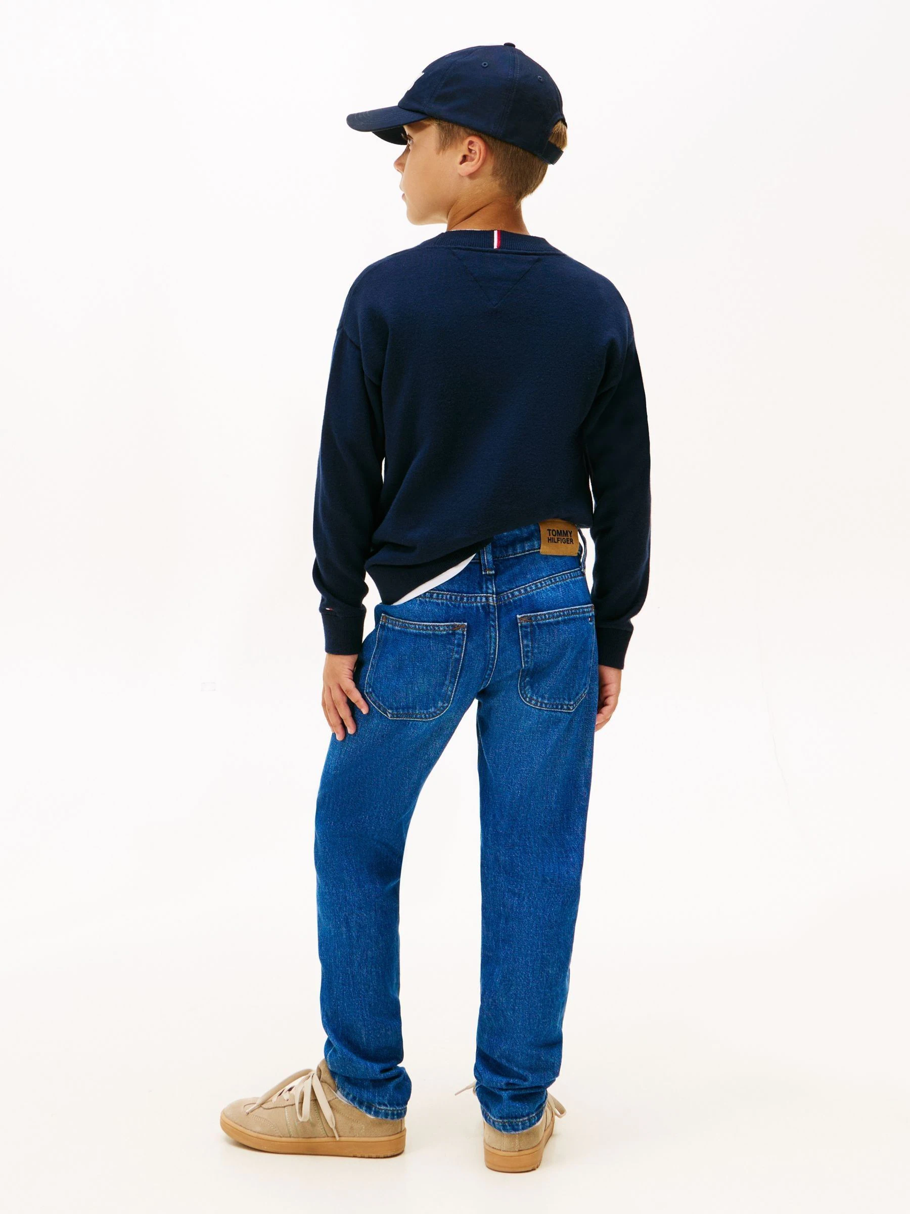 Blauw - Tommy Hilfiger gewassen zwarte jeans met rechte pijpen