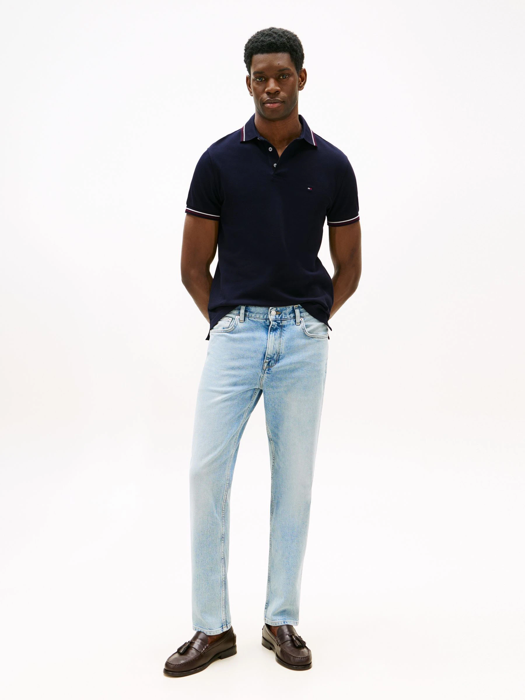 Blauw - Tommy Hilfiger Slim Fit Tipped Polo Shirt