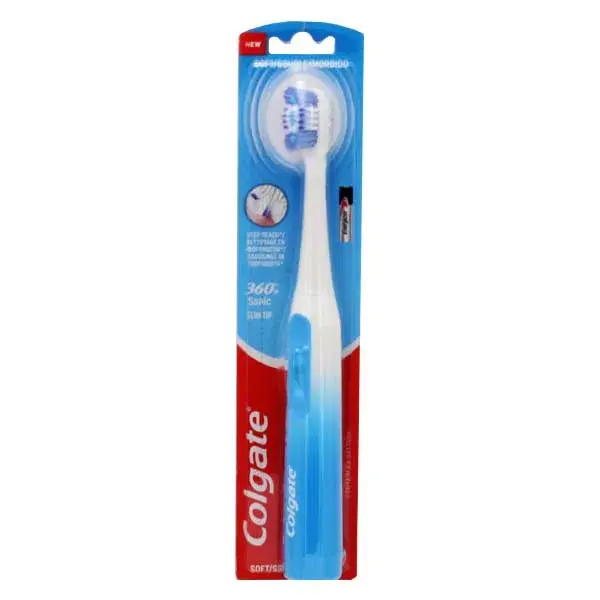 Escova de dentes elétrica Colgate 360° Sonic Slim Soft Tip, alimentada por bateria