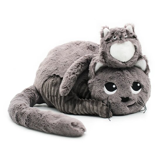 Ptipotos Peluche chat Miaou et son bébé   Gris        32 cm   de               Les Déglingos