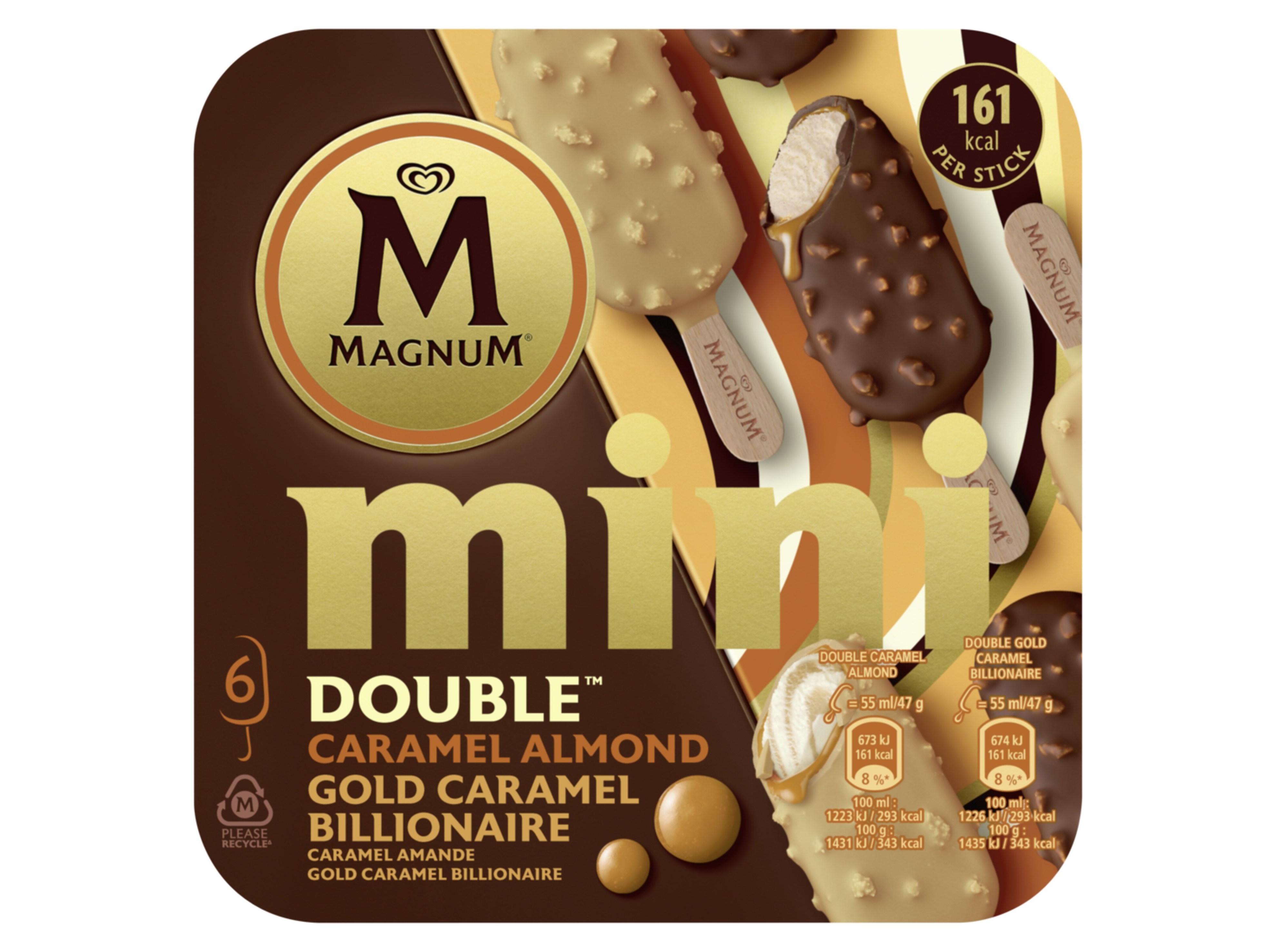 GELADO MAGNUM MINI CARAMELO AMENDOA 6X55ML