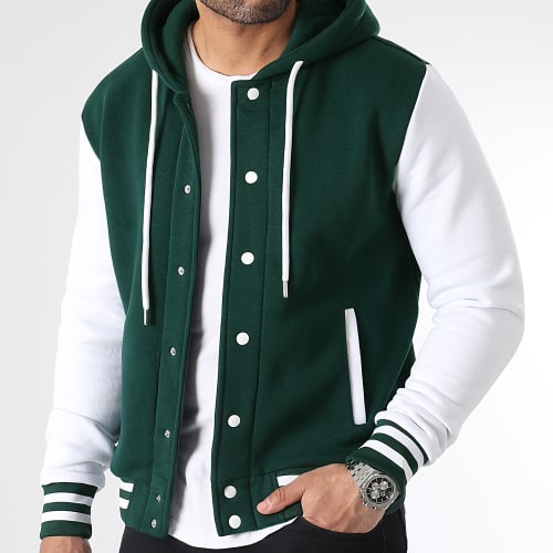 Veste Teddy A Capuche Bicolore 2804 Vert Blanc