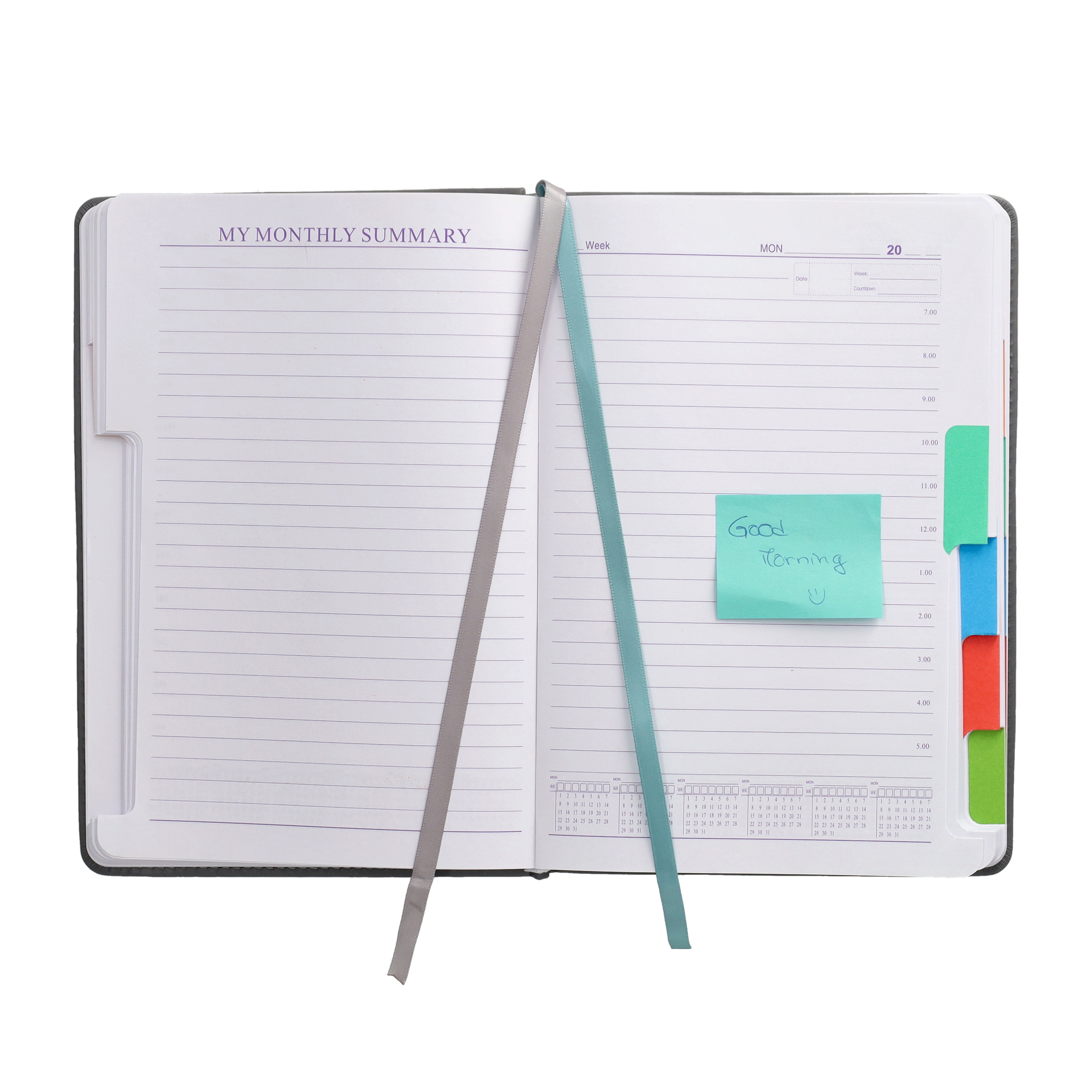(1T/1S) 21x14cm Hard Cover Tages- und Stundenplaner Schüleragenda Zeitplanungssystem Wochenkalender 2025-2026 inkl. Sticker / Kartenhalter - Violett