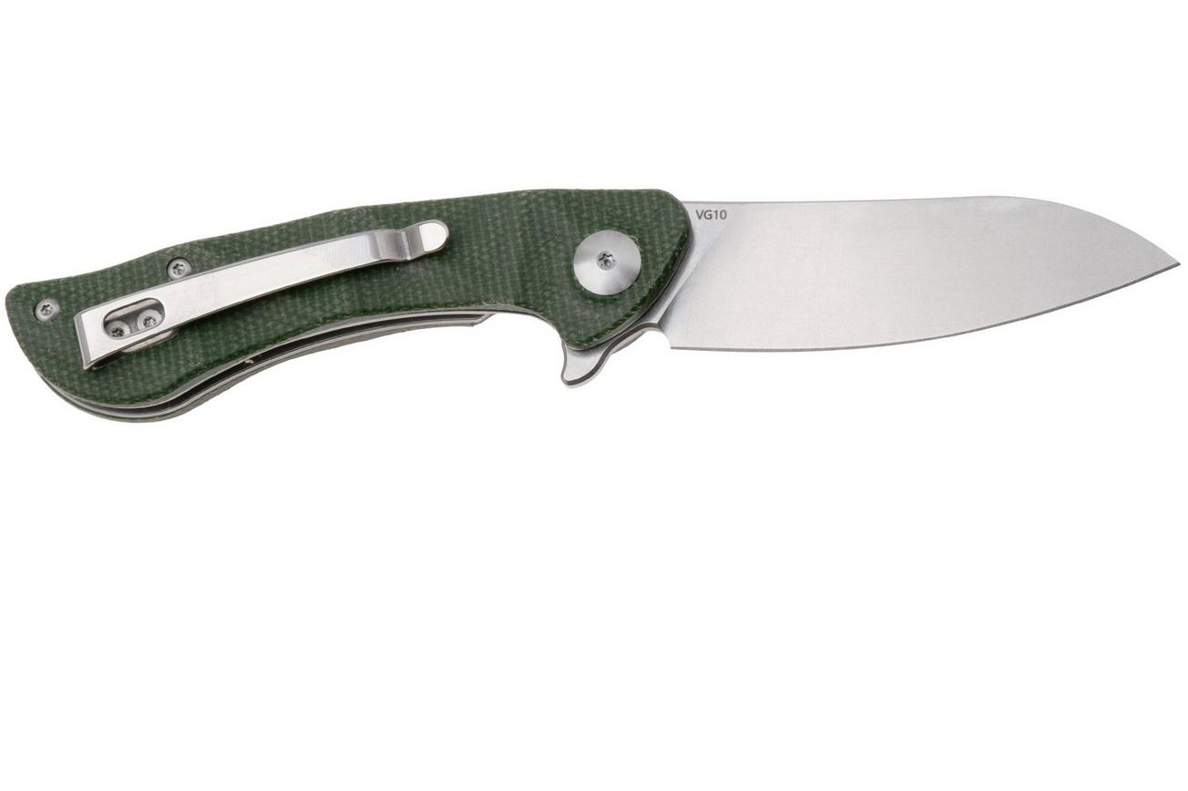 Black Fox Dripper BF-771-MOD Stonewashed VG10, Green Micarta, zakmes