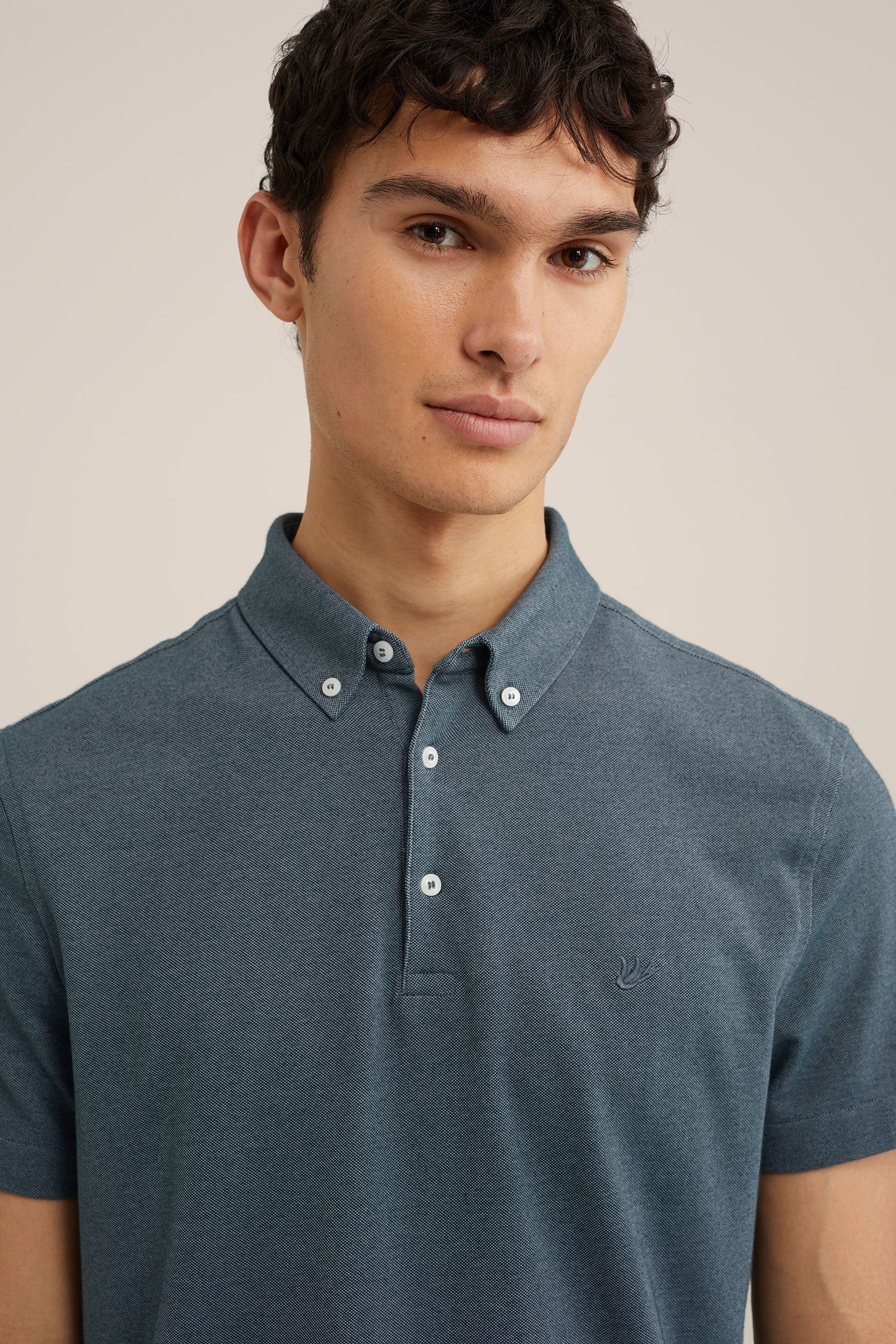 polo met structuur WE Fashion Grijsblauw