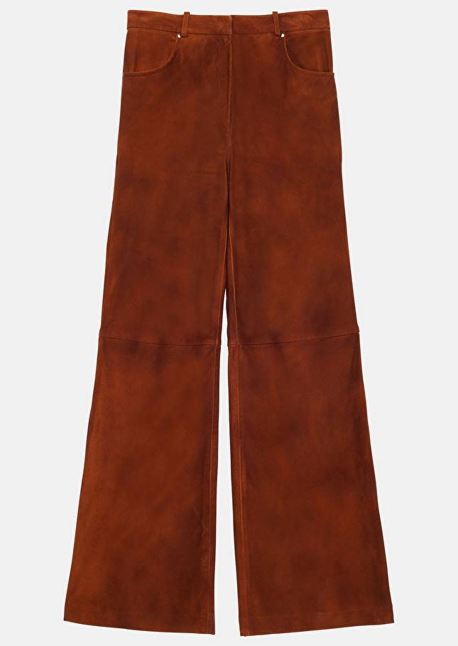 Pantalon Pauliusmarron en cuir nubuck