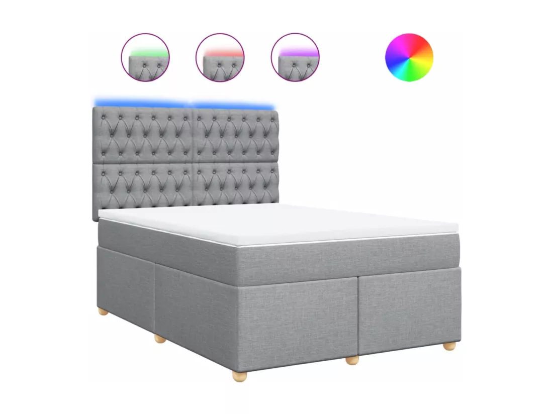 Sommier à lattes de lit avec matelas Gris clair 140x190cm Tissu