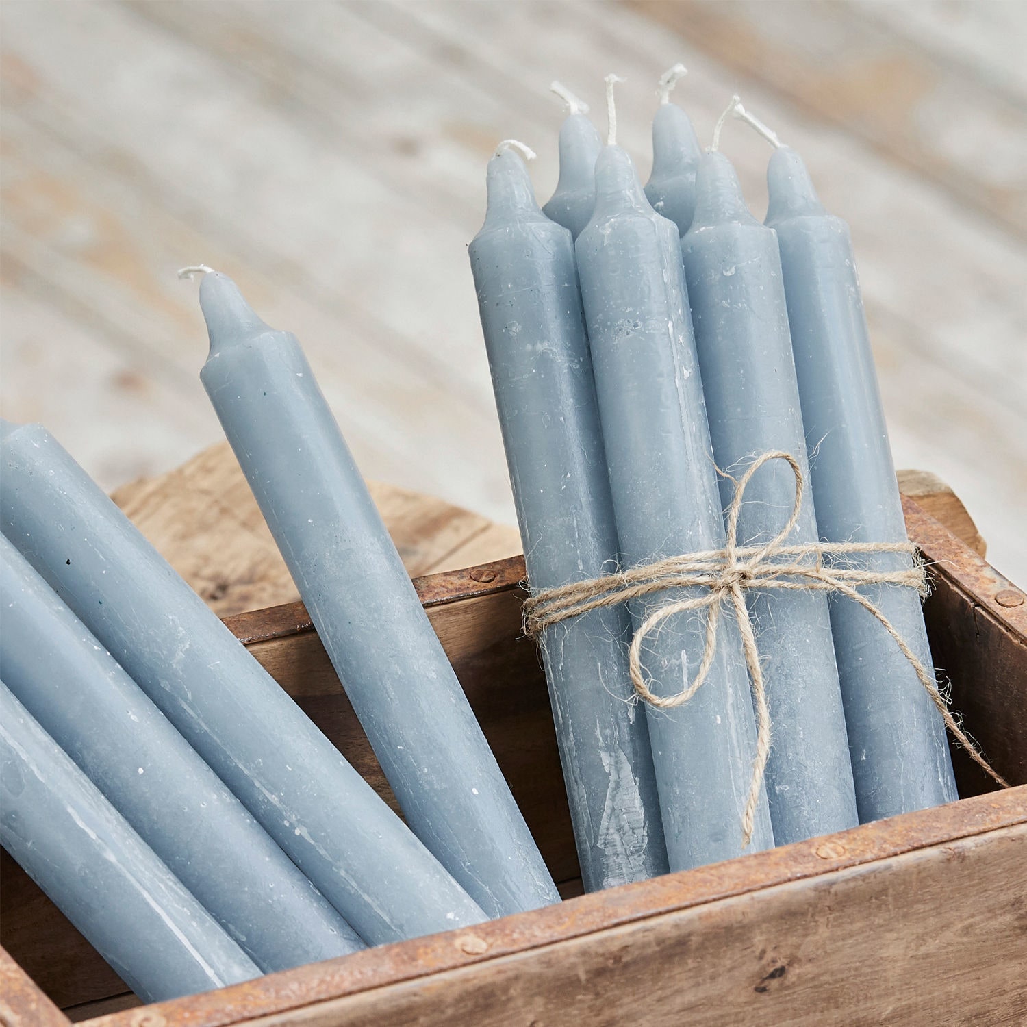 Kerze 12er Set Bauceau graublau