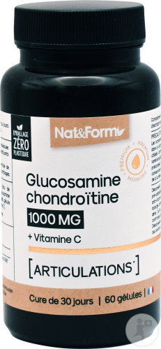 Nat&Form Glucosamine Chondroïtine 1000mg Complément Alimentaire Articulations 60 Gélules