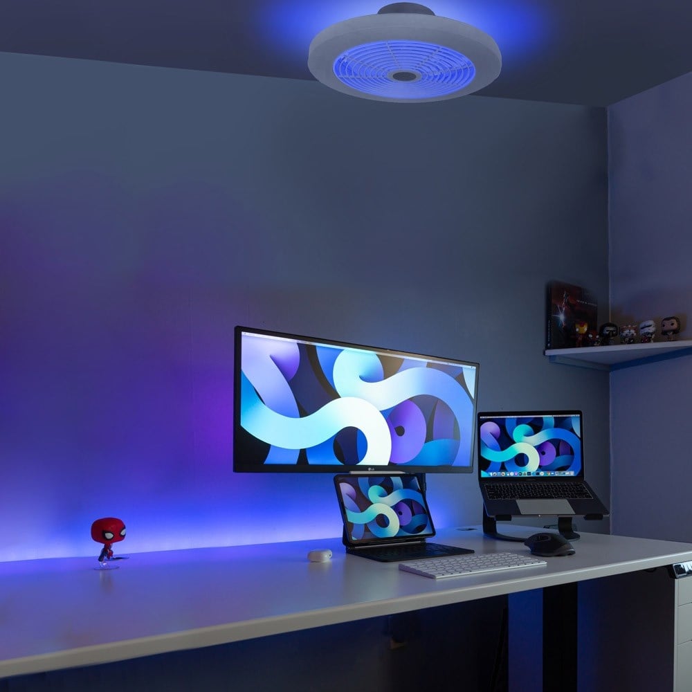 CristalRecord Plafondventilator Moli WIFI Ã 50 cm RGB wit