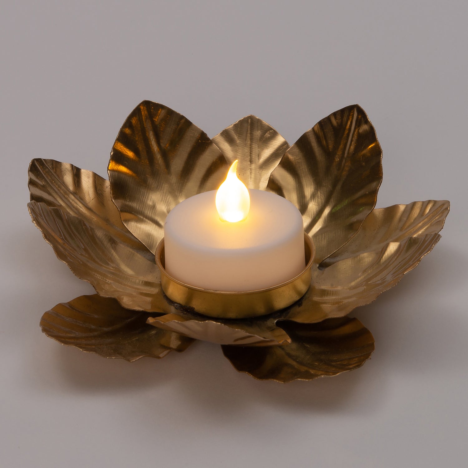 Intratuin waxinelichthouder Bloem goud D 14 H 3,5 cm