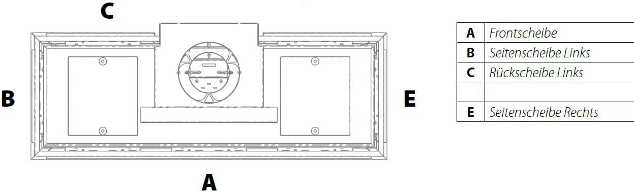 Wanders Gaskamin DANTA 1400 4-seitig | Scheibe ABCE | 14,0 kW