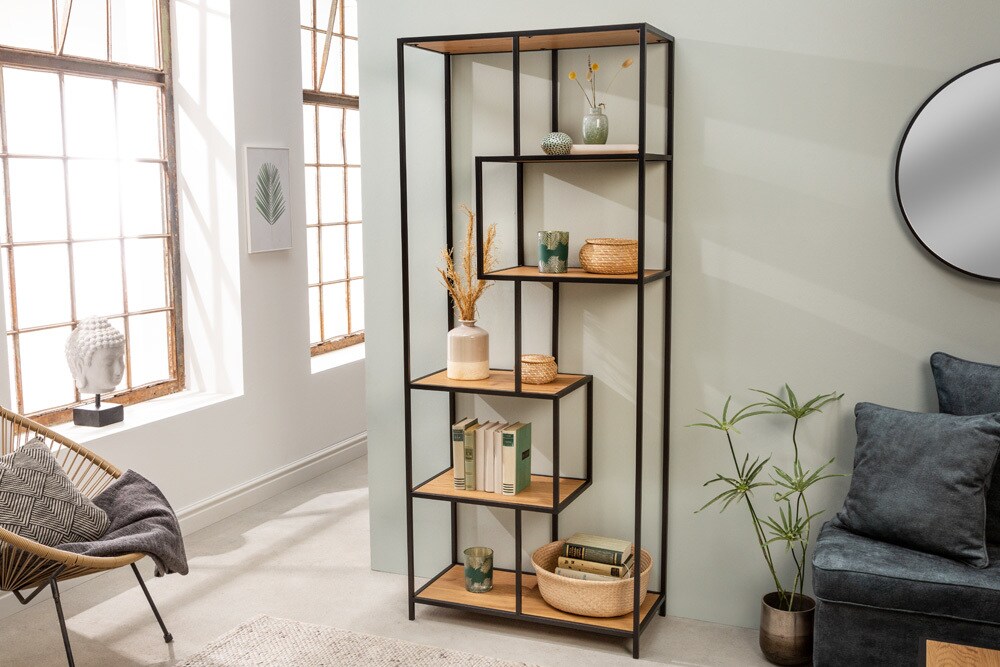 riess-ambiente Bücherregal SLIM LINE - Industrial 185cm Esche schwarz sechs Regalböden pflegeleicht