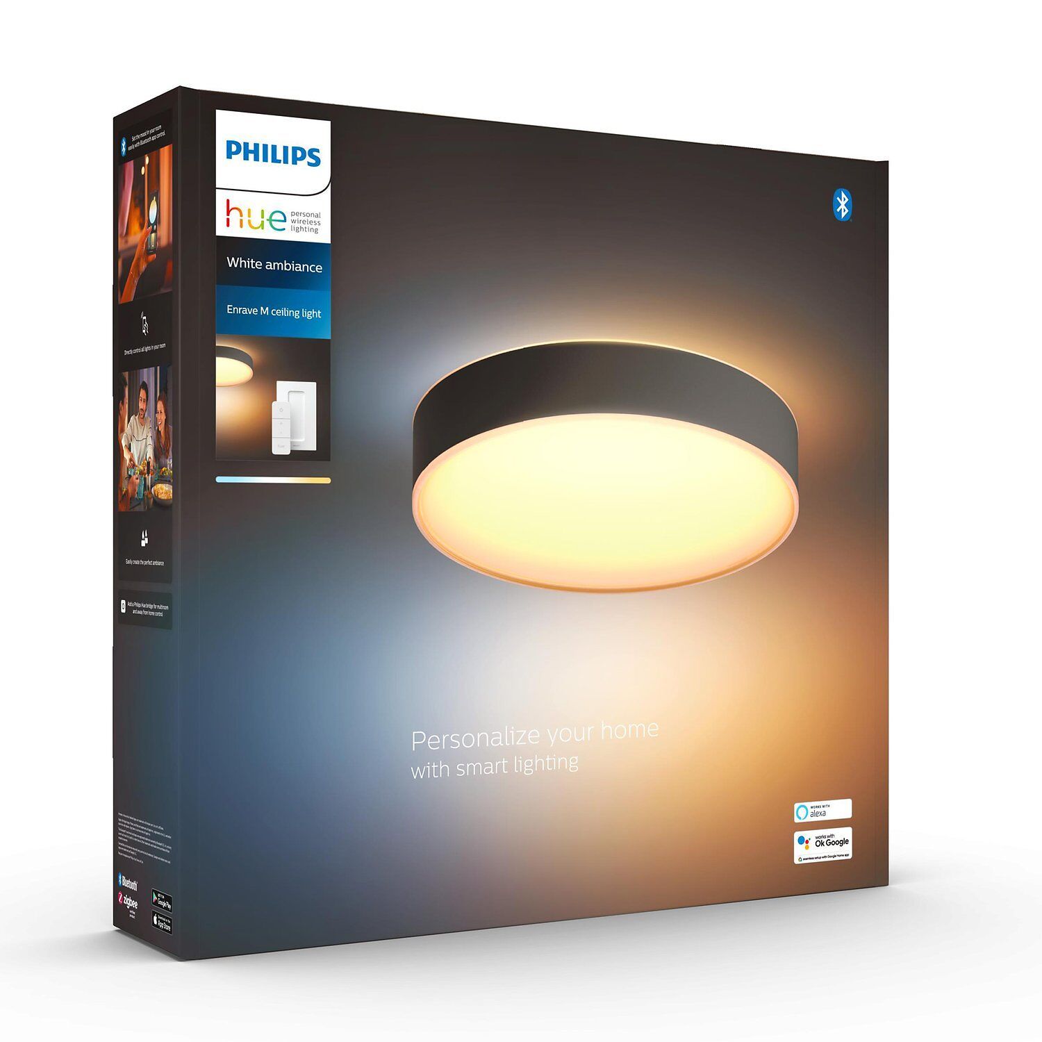 Philips hue ENRAVE Wand- / Deckenleuchte - Schwarz / B: 38.1 cm x H: 8.4 cm