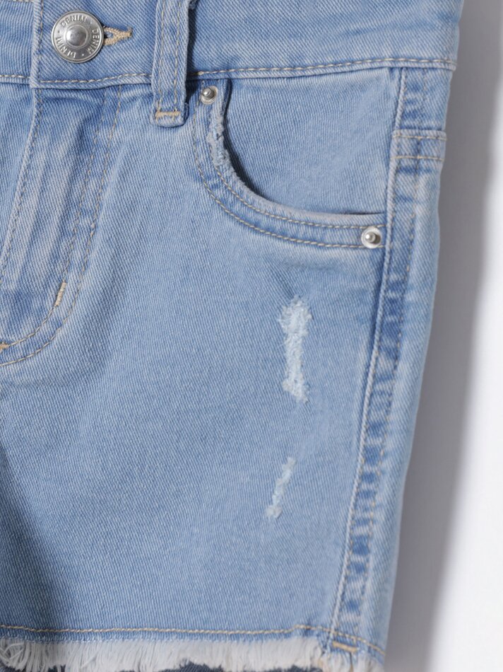 Shorts jeans rasgados - Azul índigo claro