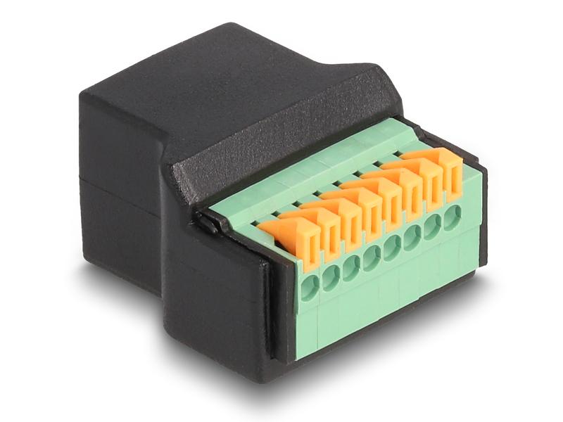 Delock Buchse RJ45 zu Terminalblock, 1 Stück Delock RJ45 Buchse zu Terminalblock mit Drucktaster Adapter