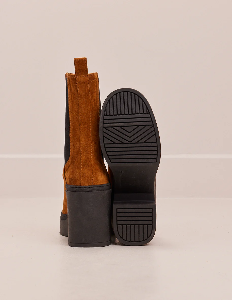 Bottines à talons Sophie - Suède ambre