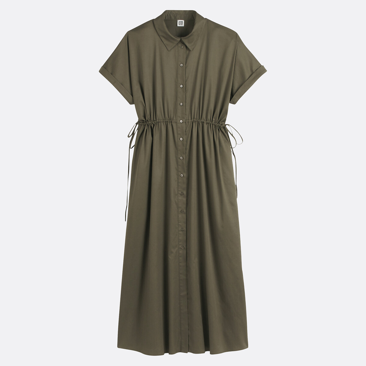 COLEÇÕES LA REDOUTE<br>Vestido longo com gola de camisa, ajustado na cintura