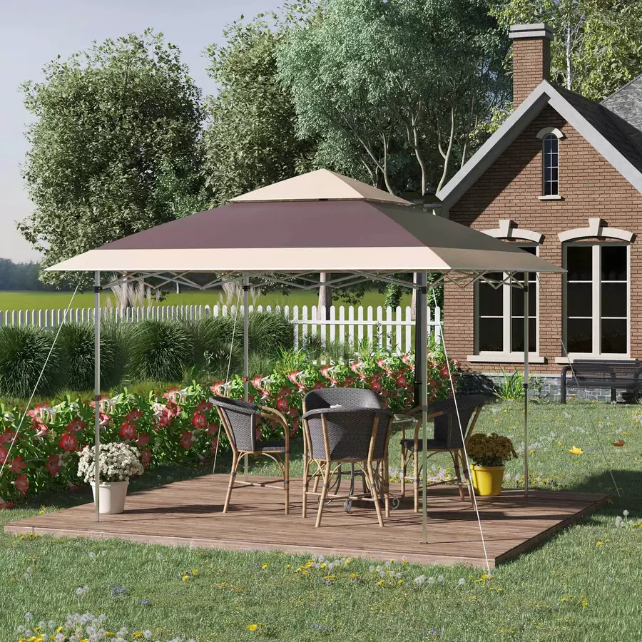Outsunny Pop-Up-Pavillon zusammenfaltbar dunkelbraun ,  creme