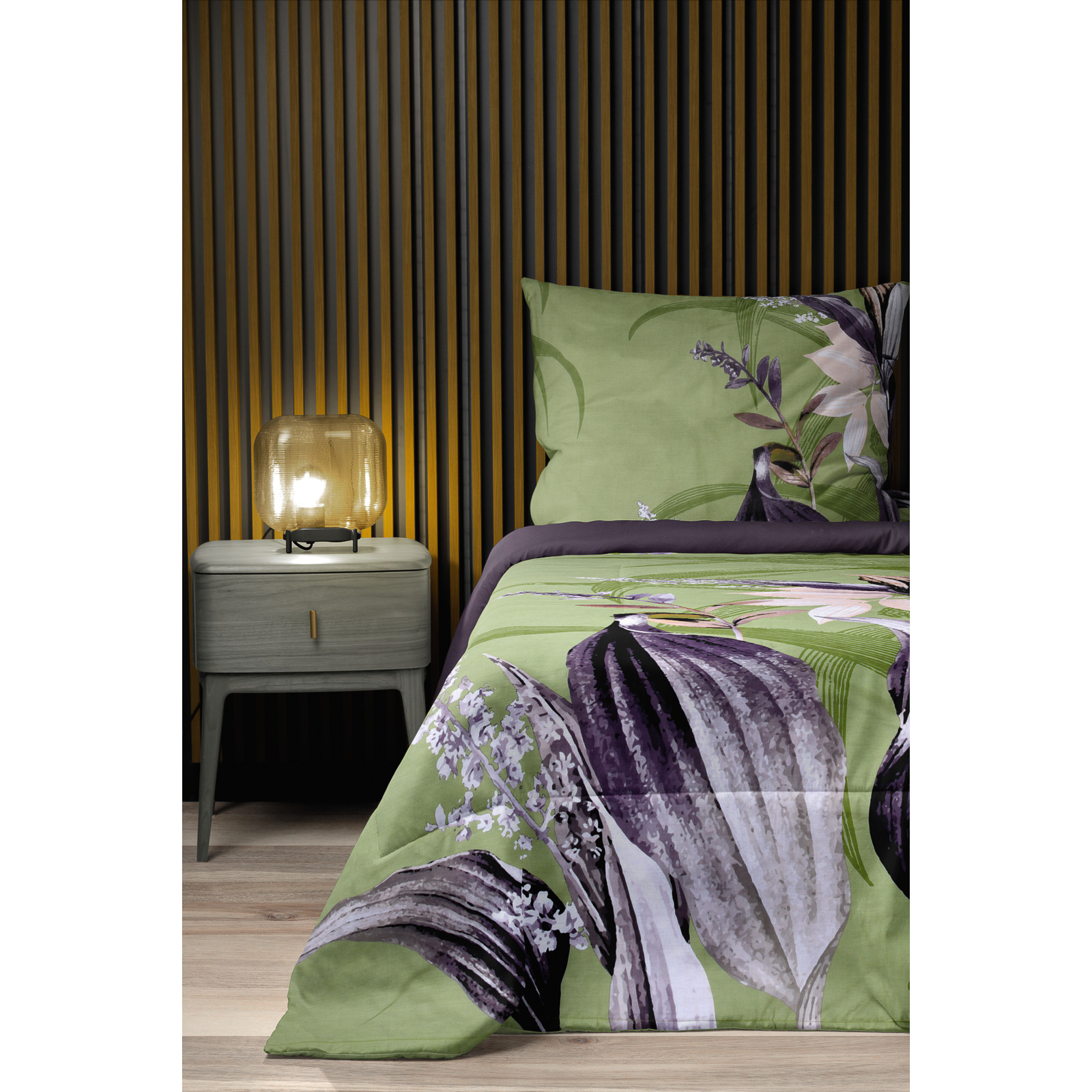 Bettwäsche Renforcé Pflanzendesign grün 160x210 65x100 Bettanzug Nord