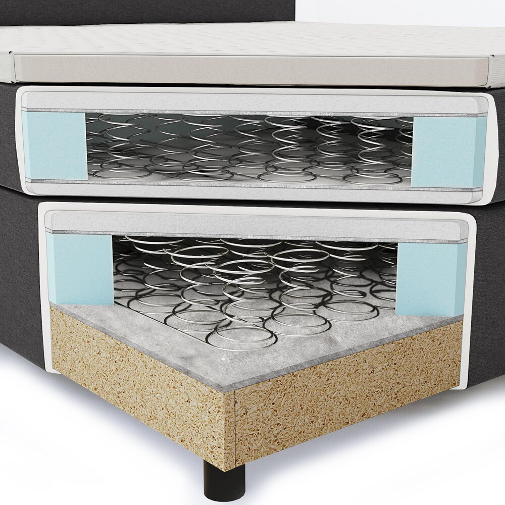 Design Boxspringbett 180x200 cm H2 LED Doppelbett Hotelbett Ehebett anthrazit