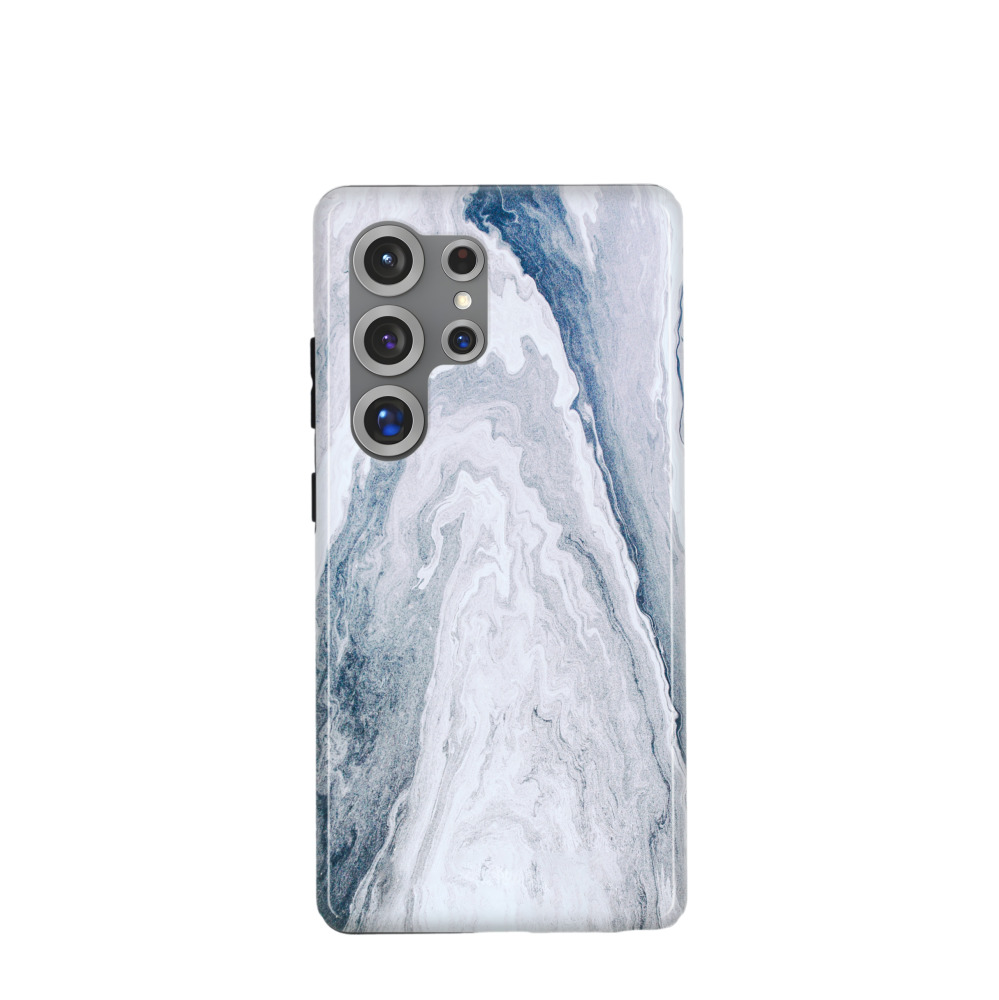 Samsung Galaxy S25 Ultra Hybrid (Kunststoff / Gummi) Hülle Marmor Fluss - Blau