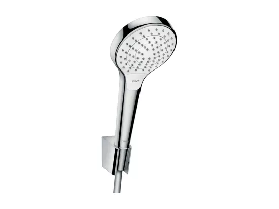 Ensemble support mural et douchette Vario avec flexible de douche 125 cm blanc/chromé Hansgrohe Croma Select S