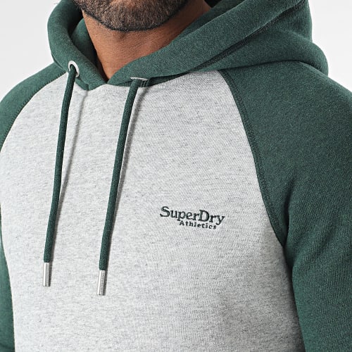 Sweat Capuche Essential Baseball Gris Chiné Vert