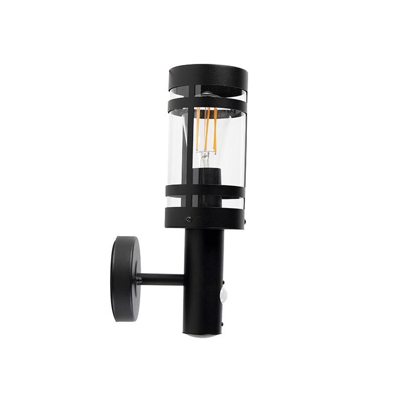 Buitenwandlamp zwart met bewegingssensor IP44 - Gleam