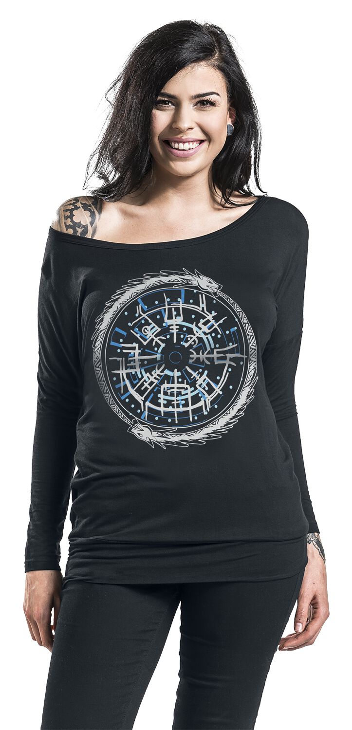 Haut Manches Longues avec Vegvisir | Black Premium by EMP T-shirt manches longues