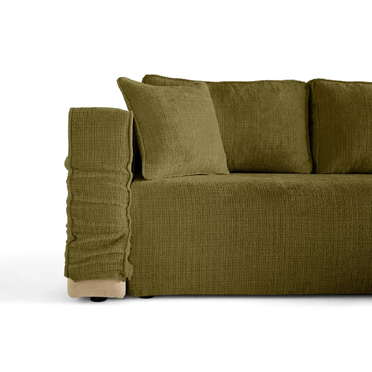 Bestmobilier Housse en velours pour canapé - Topaze Vert Olive