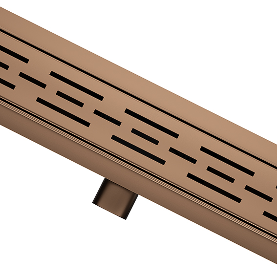 Mueller Bronzo douchegoot met flens 100x7cm geborsteld brons koper