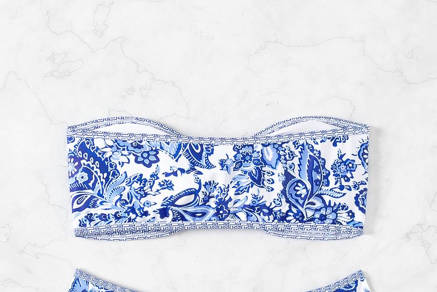 Serendo - Set: Bandeau bikinitop met bloemenprint + broekje