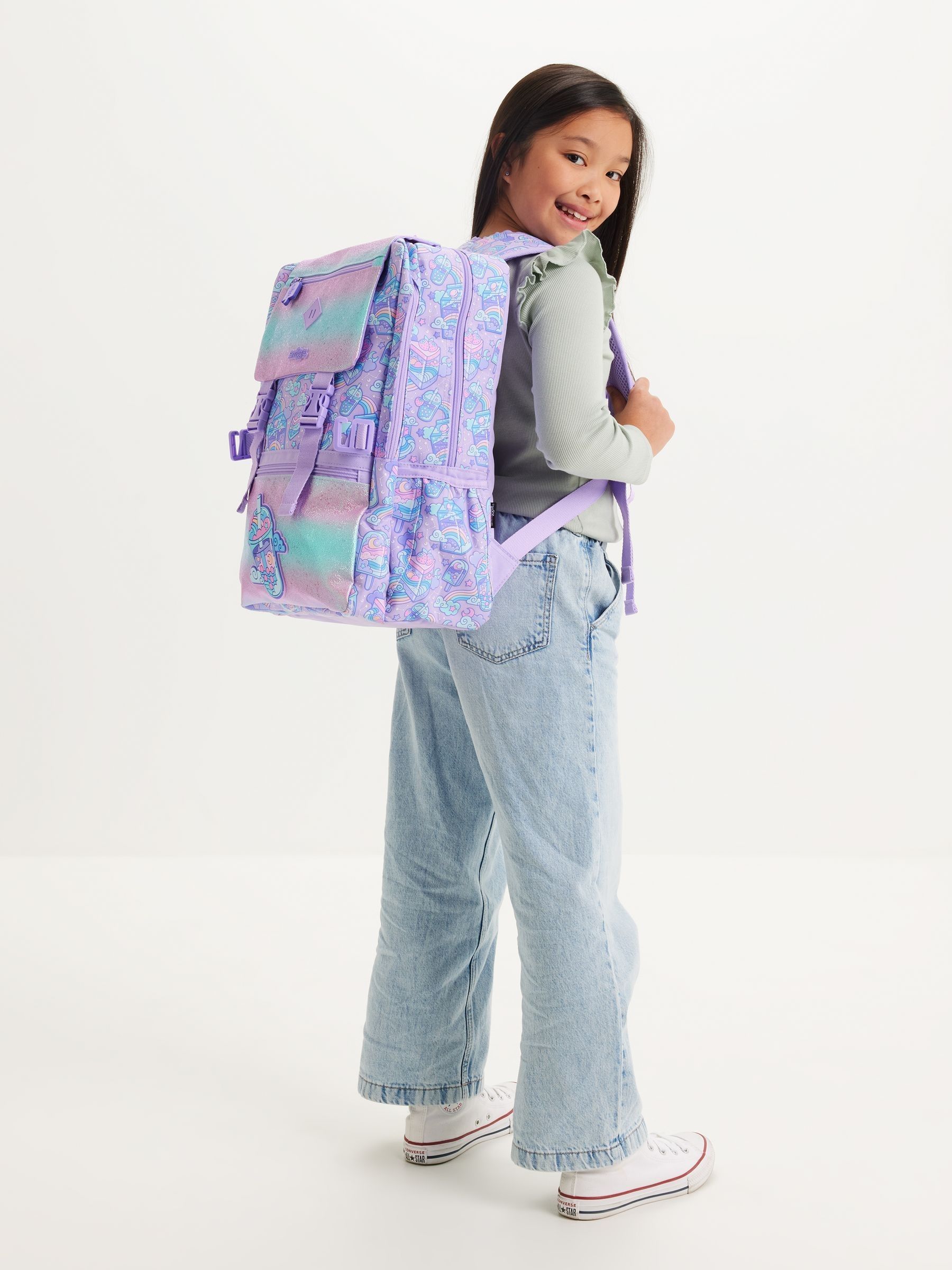Paars - Smiggle Trailblazer Foldover Attach Backpack