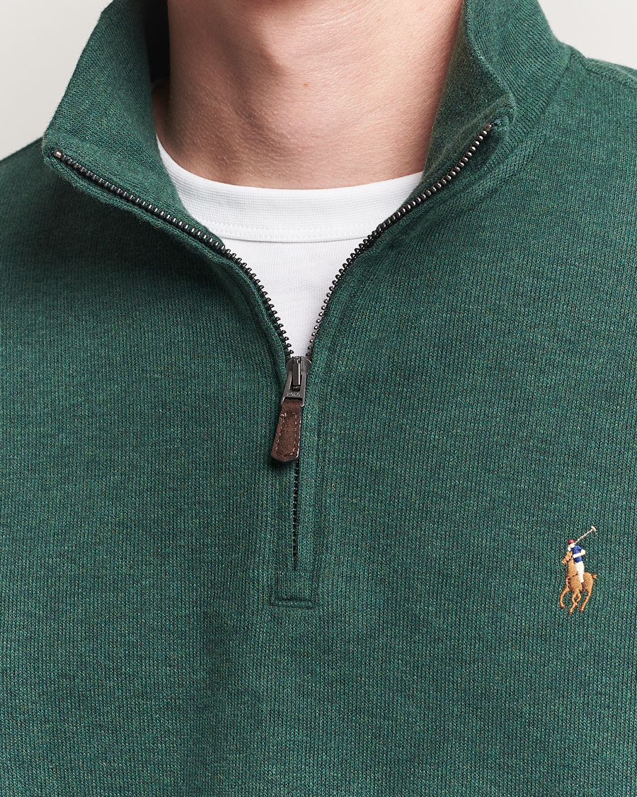 Polo Ralph Lauren Double Knit Jaquard Half Zip Sweater Pine Heather