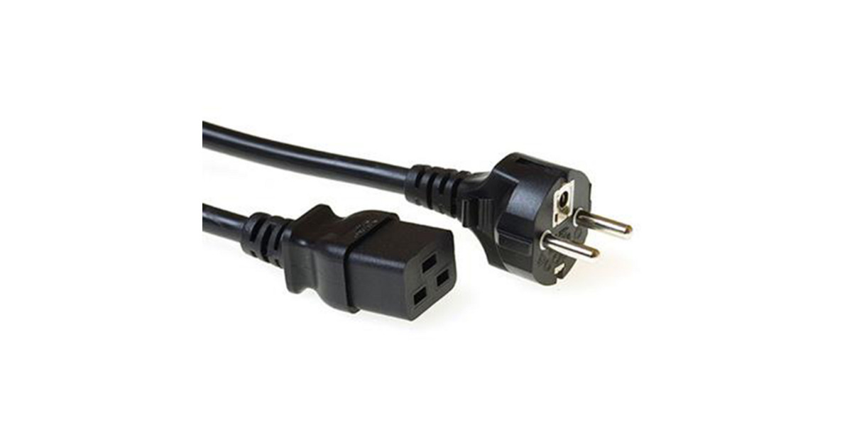 ACT ConnectivityNetsnoer Schuko CEE 7/7 male (recht) - C19 IEC 60320 kabel  (Zwart, 3 meter)