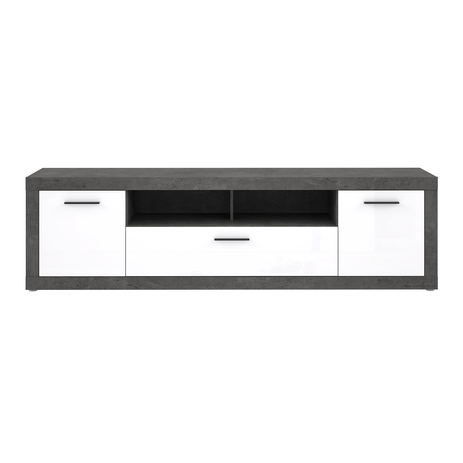 Lowboard - Betonoptik - weiß - 213 cm breit