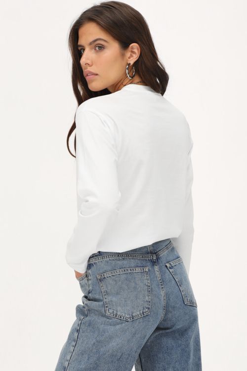 Witte longsleeve T-shirt met Amerikaanse vlag