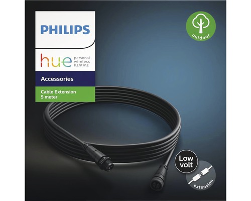 Philips Hue laagspanningsverlengkabel IP44 voor Hue Calla + Hue Lily buitenlampen 5 m zwart