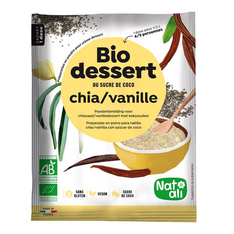 Bio Dessert Chia/Vanille - préparation bio et vegan pour dessert au sucre de coco