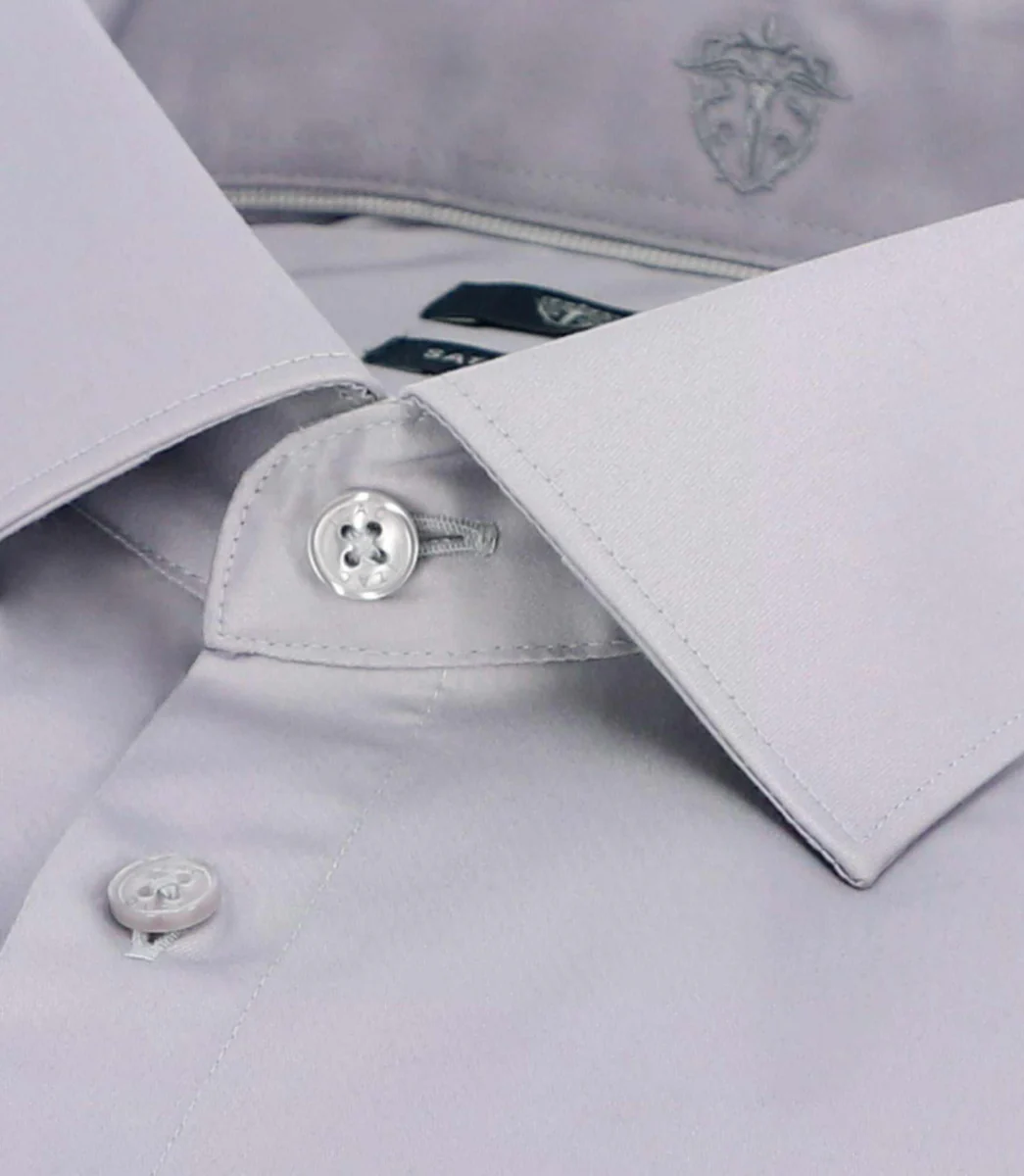 Chemise slim en satin de coton gris SATINSLIM