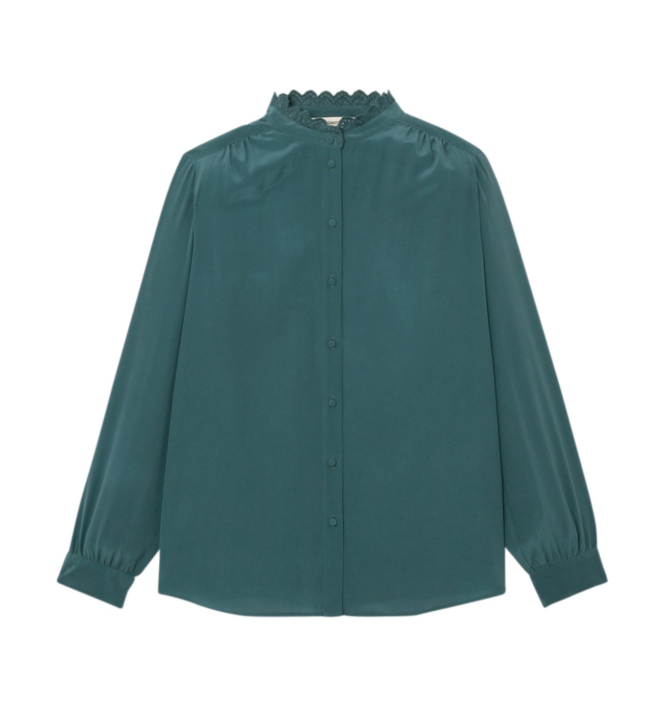 Chemise en soie unie Femme - Vert émeraude