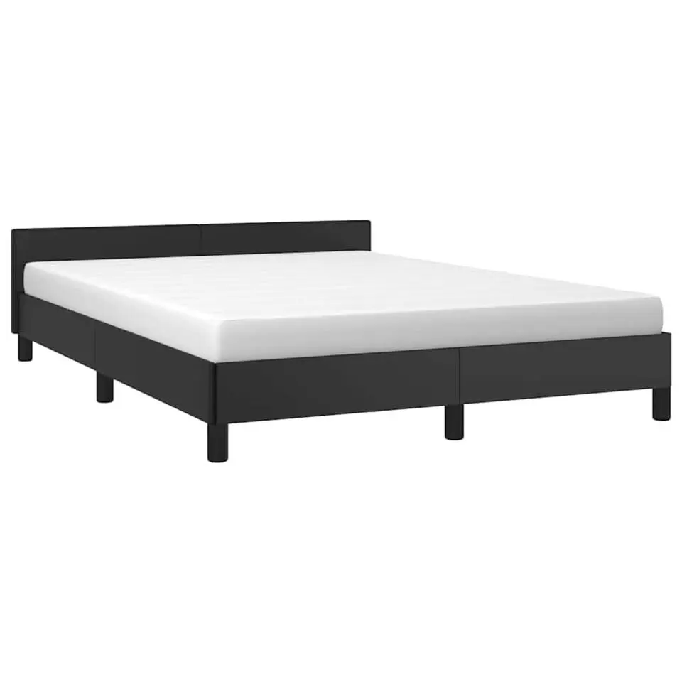 vidaXL - Bed frame met hoofdeinde - Zwart - Kunstleer - 140 x 200 cm