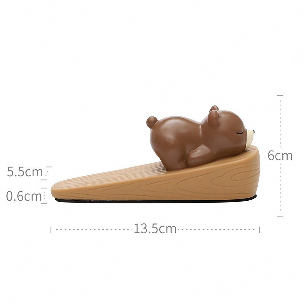 Süsser Türkeil Boden Türstopper in Holz Optik für Kinderzimmer - Schlafender Bär auf Baumstamm