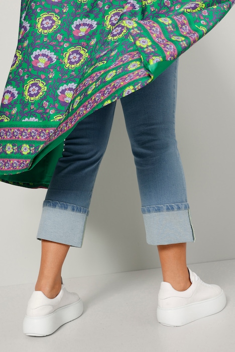 Kaftan, floraler Druck, offene Form, Langarm