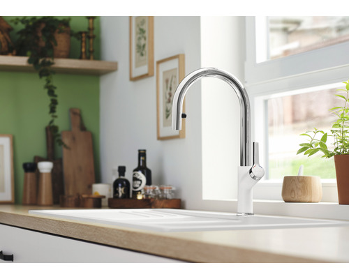 Blanco keukenkraan CARENA-S VARIO chroom zacht wit 526931