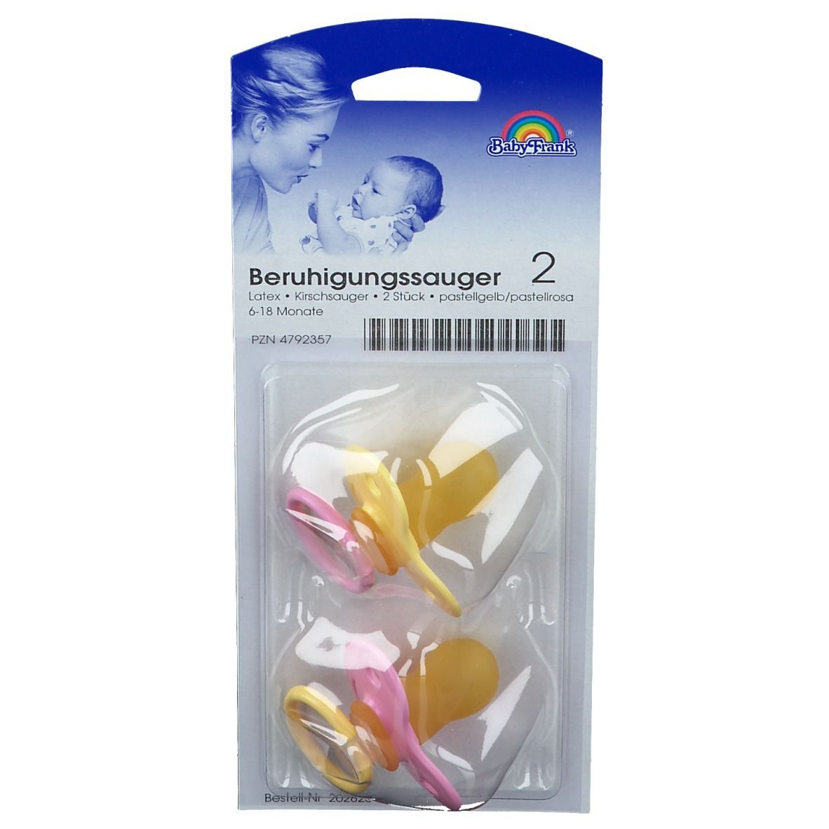 Baby-Frank® Beruhigungssauger Latex 6 - 18 Monate gelb/rot