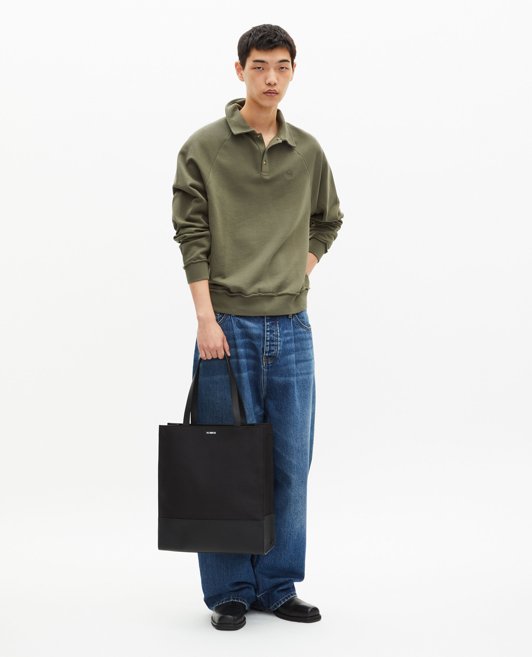 Sweatshirt col polo kaki